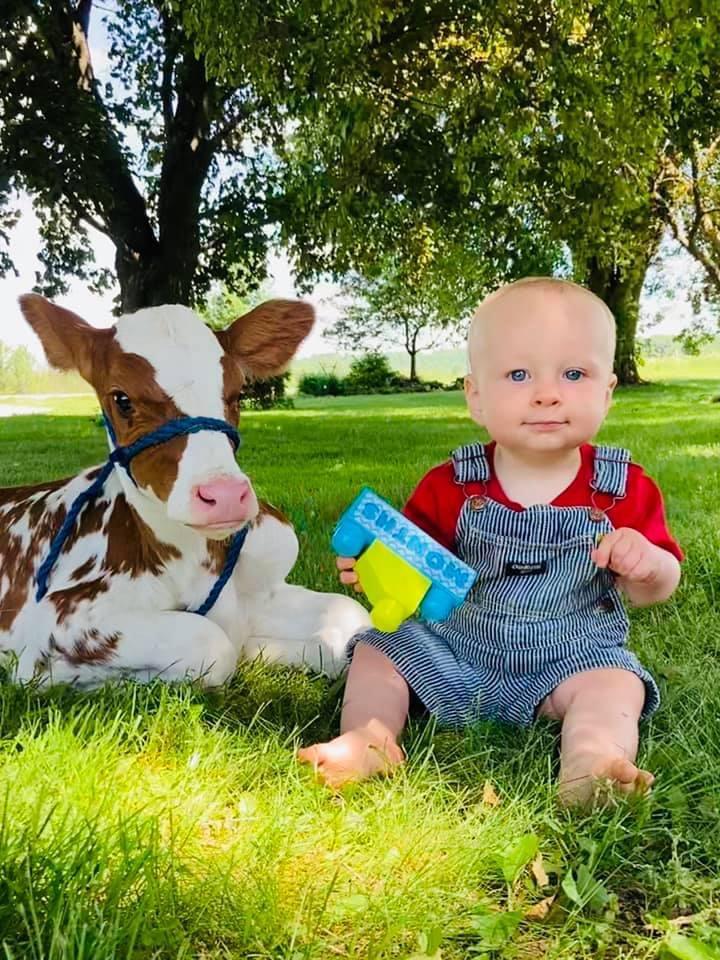 Sheri Fuhrman - Tigerton - Matthew enjoying a day in the grass with his calf.